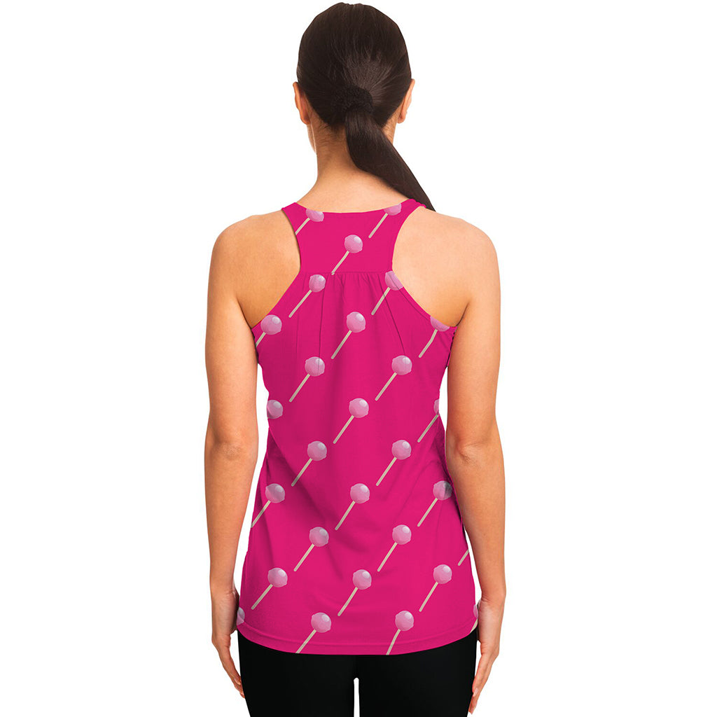 Pink Sweet Lollipop Pattern Print Women's Racerback Tank Top