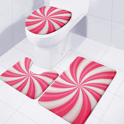 Pink Swirl Candy Print 3 Piece Bath Mat Set