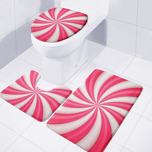 Pink Swirl Candy Print 3 Piece Bath Mat Set