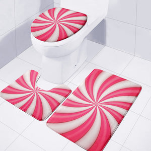 Pink Swirl Candy Print 3 Piece Bath Mat Set