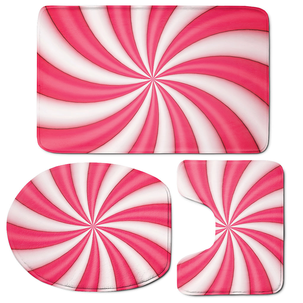 Pink Swirl Candy Print 3 Piece Bath Mat Set