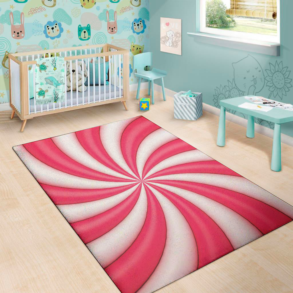 Pink Swirl Candy Print Area Rug