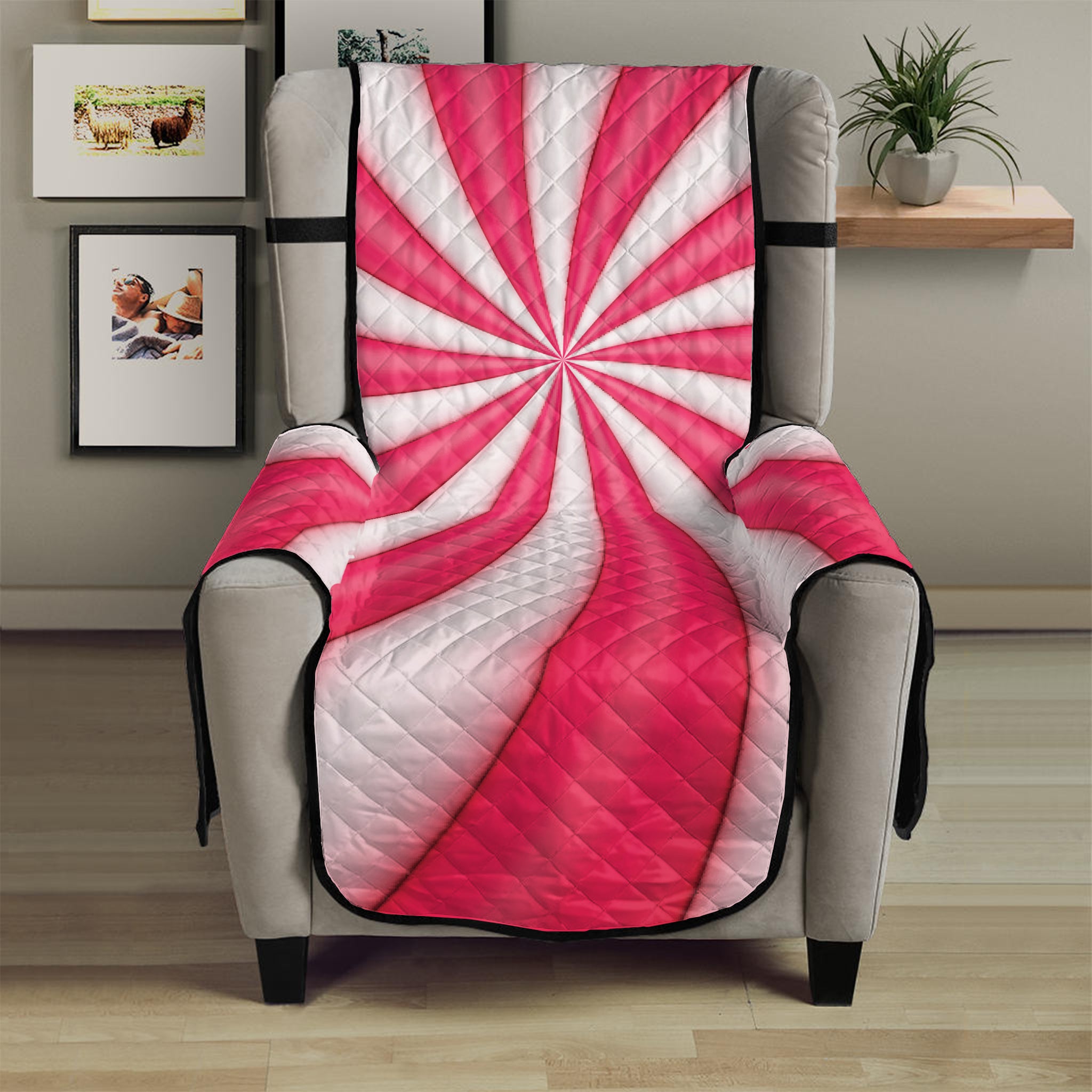 Pink Swirl Candy Print Armchair Protector