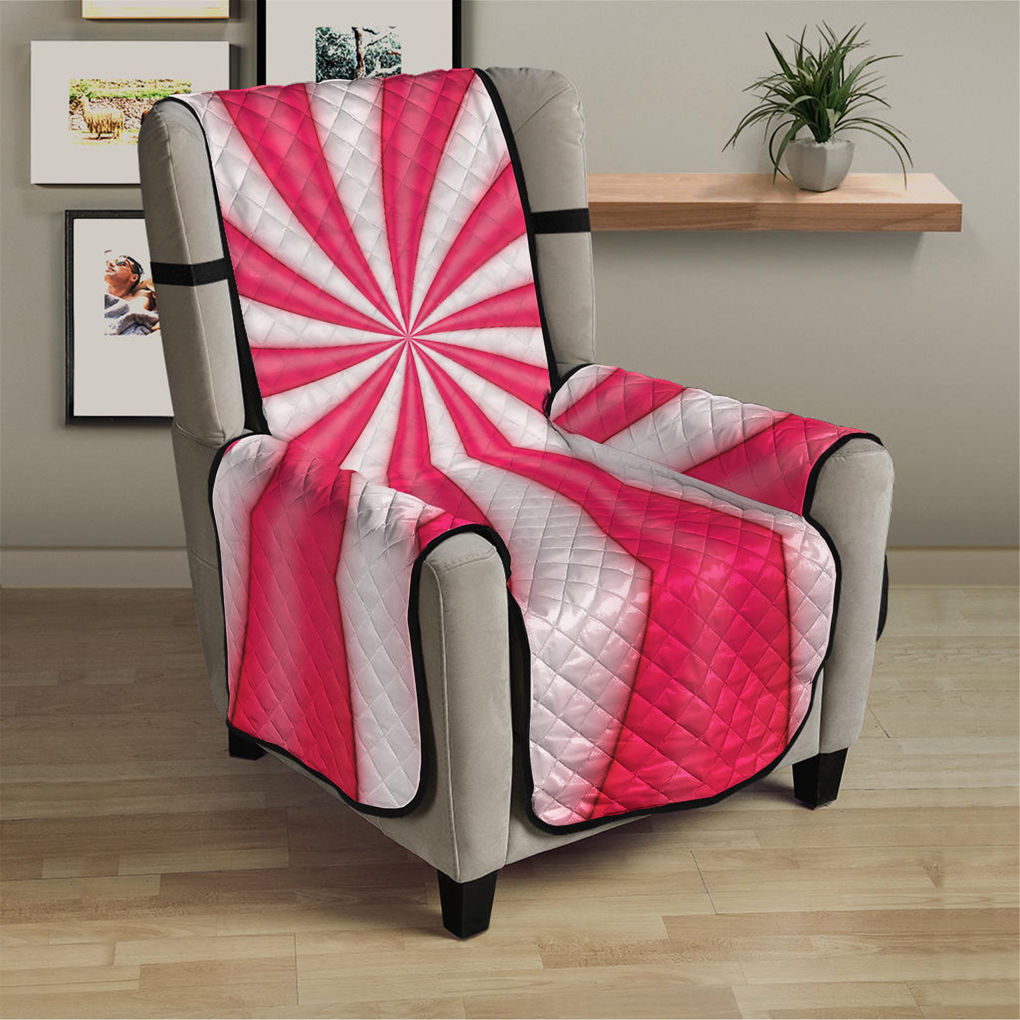 Pink Swirl Candy Print Armchair Protector