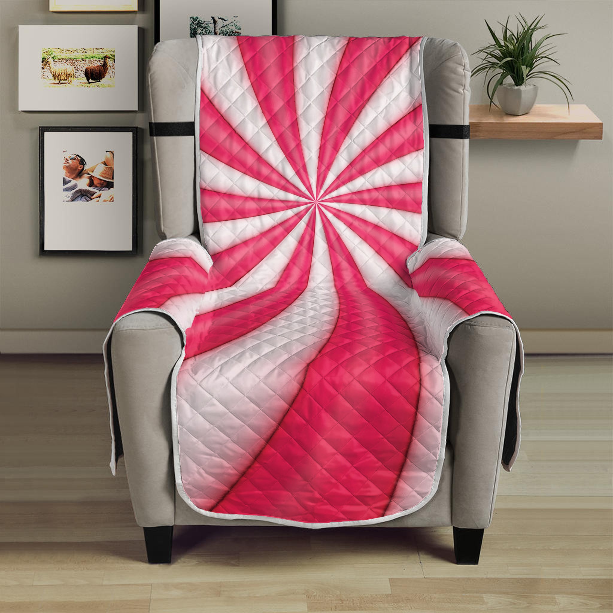 Pink Swirl Candy Print Armchair Protector