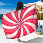 Pink Swirl Candy Print Beach Sarong Wrap