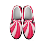 Pink Swirl Candy Print Black Slip On Shoes