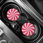 Pink Swirl Candy Print Car Coasters