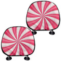 Pink Swirl Candy Print Car Headrest Covers