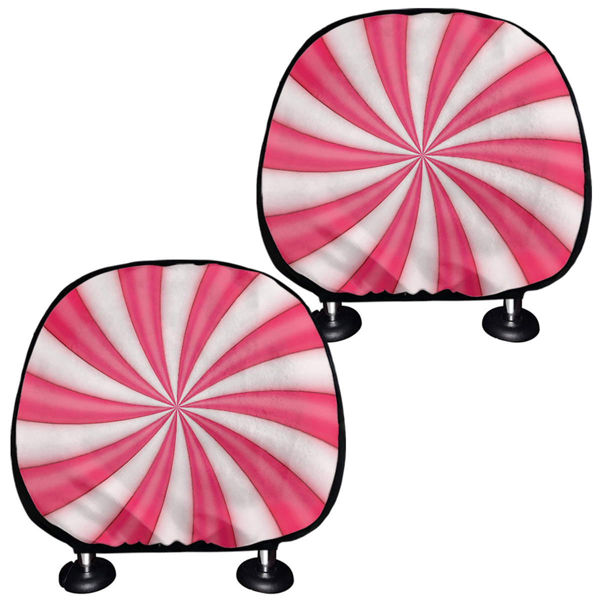 Pink Swirl Candy Print Car Headrest Covers