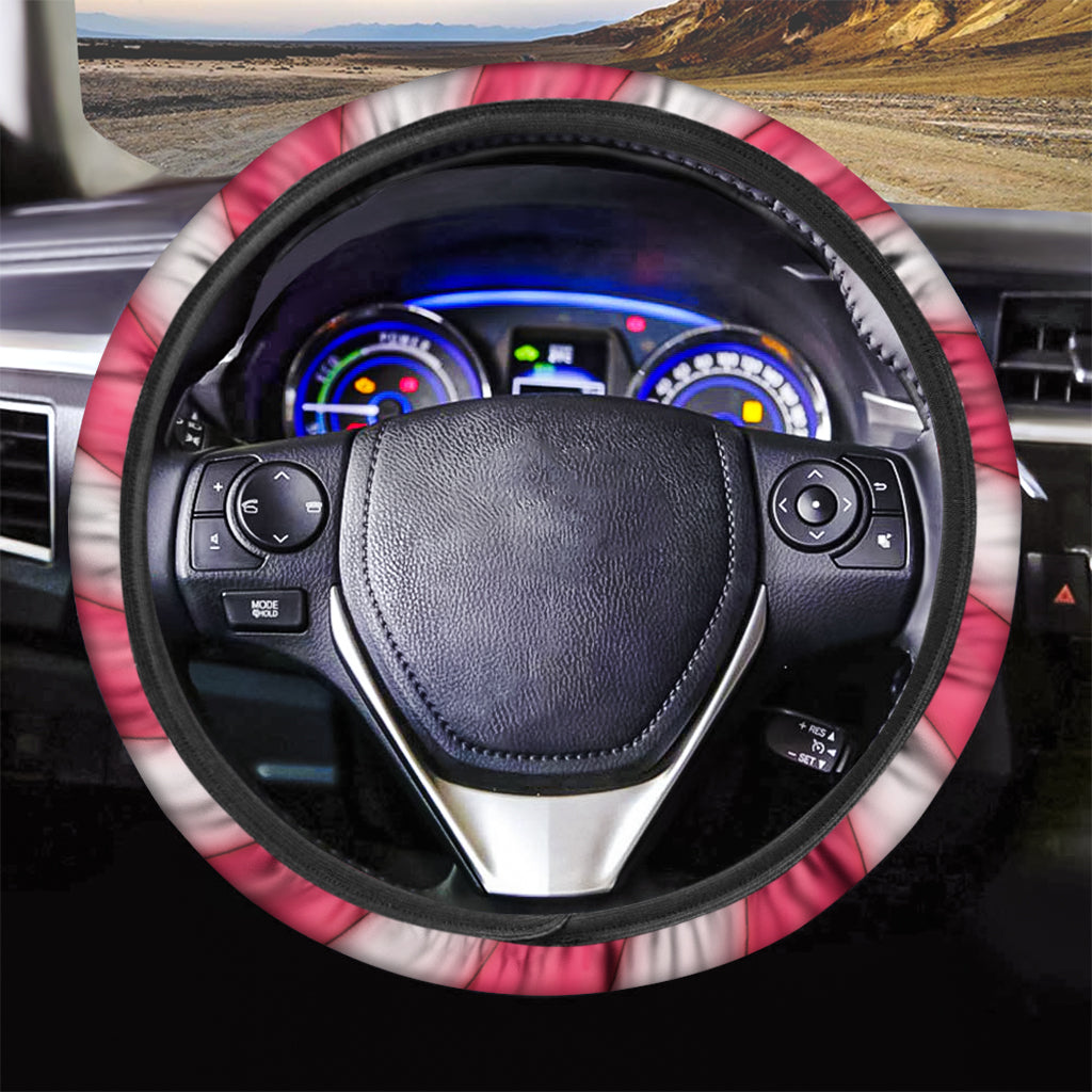 Pink Swirl Candy Print Car Steering Wheel Cover