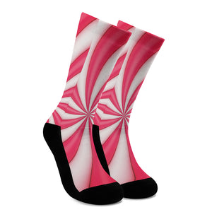 Pink Swirl Candy Print Crew Socks