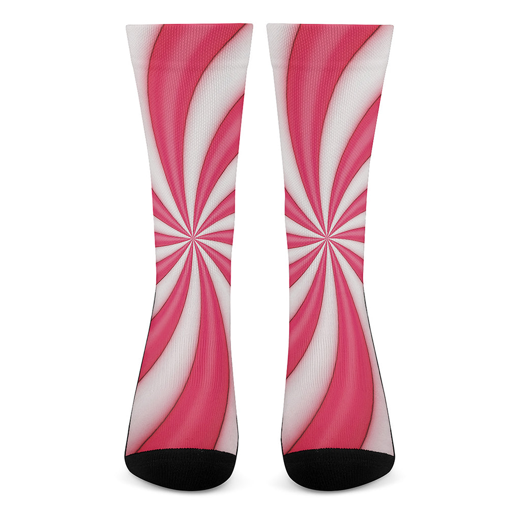 Pink Swirl Candy Print Crew Socks