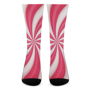 Pink Swirl Candy Print Crew Socks