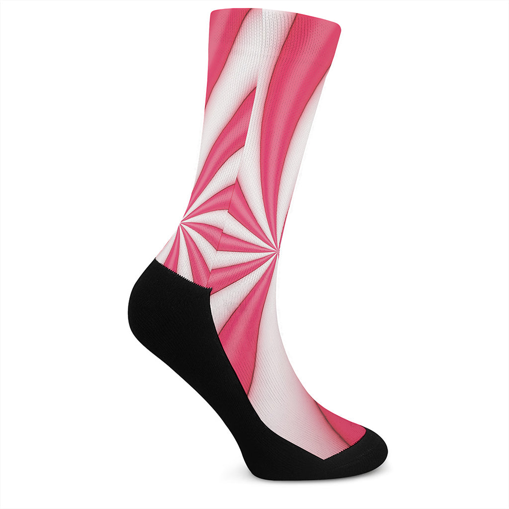 Pink Swirl Candy Print Crew Socks