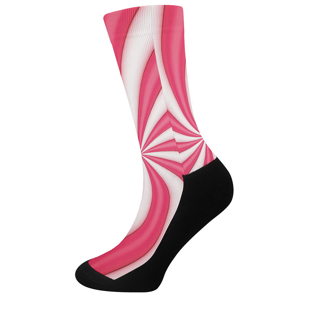 Pink Swirl Candy Print Crew Socks