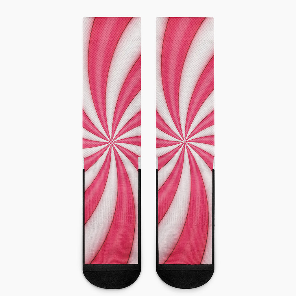 Pink Swirl Candy Print Crew Socks