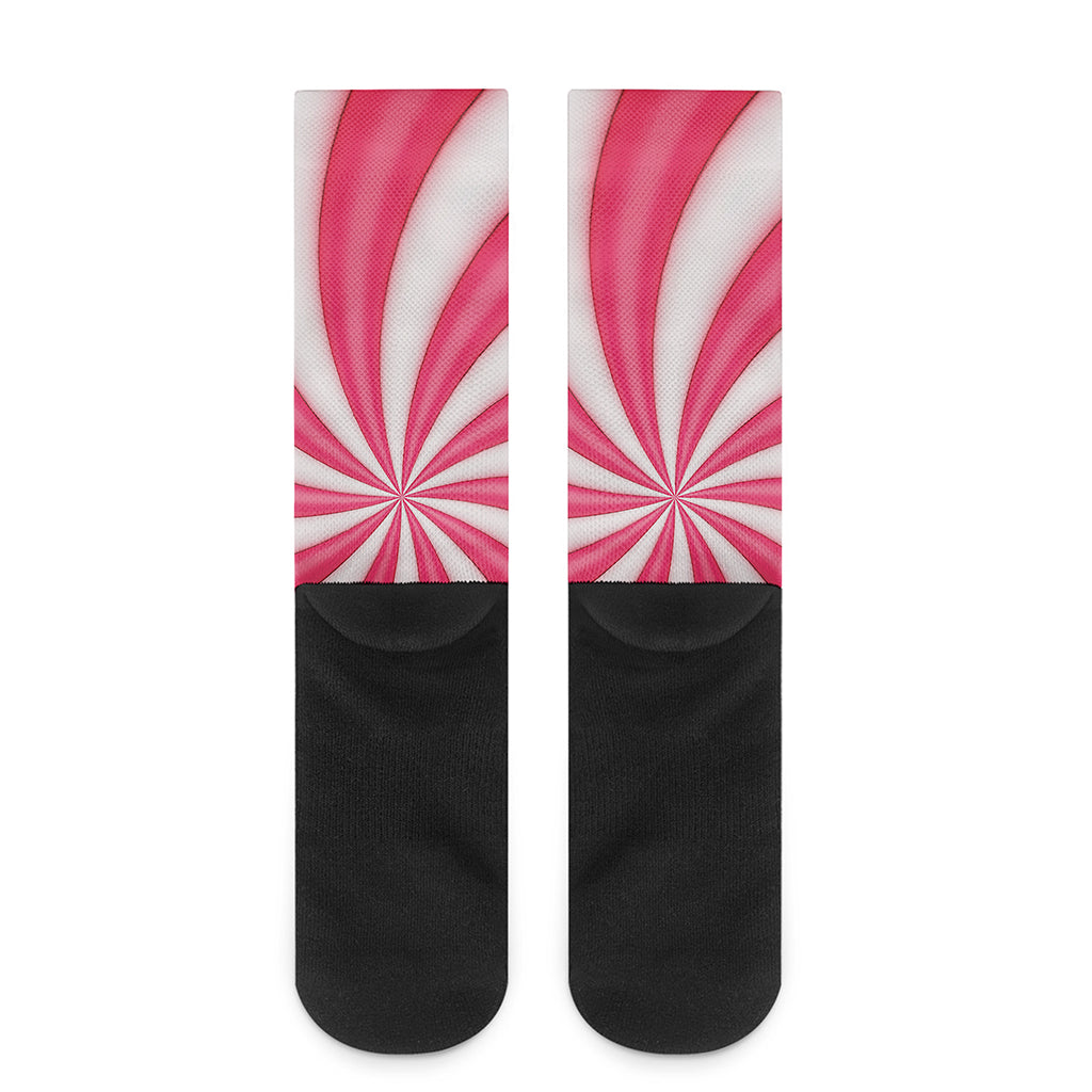 Pink Swirl Candy Print Crew Socks