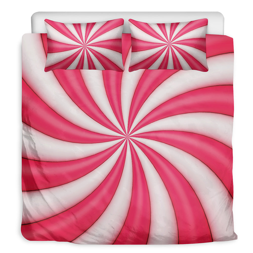 Pink Swirl Candy Print Duvet Cover Bedding Set