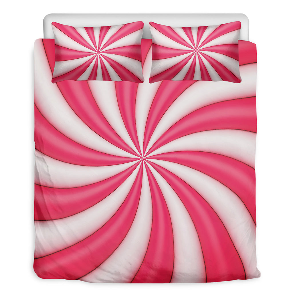 Pink Swirl Candy Print Duvet Cover Bedding Set