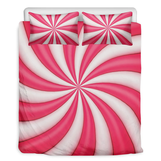 Pink Swirl Candy Print Duvet Cover Bedding Set