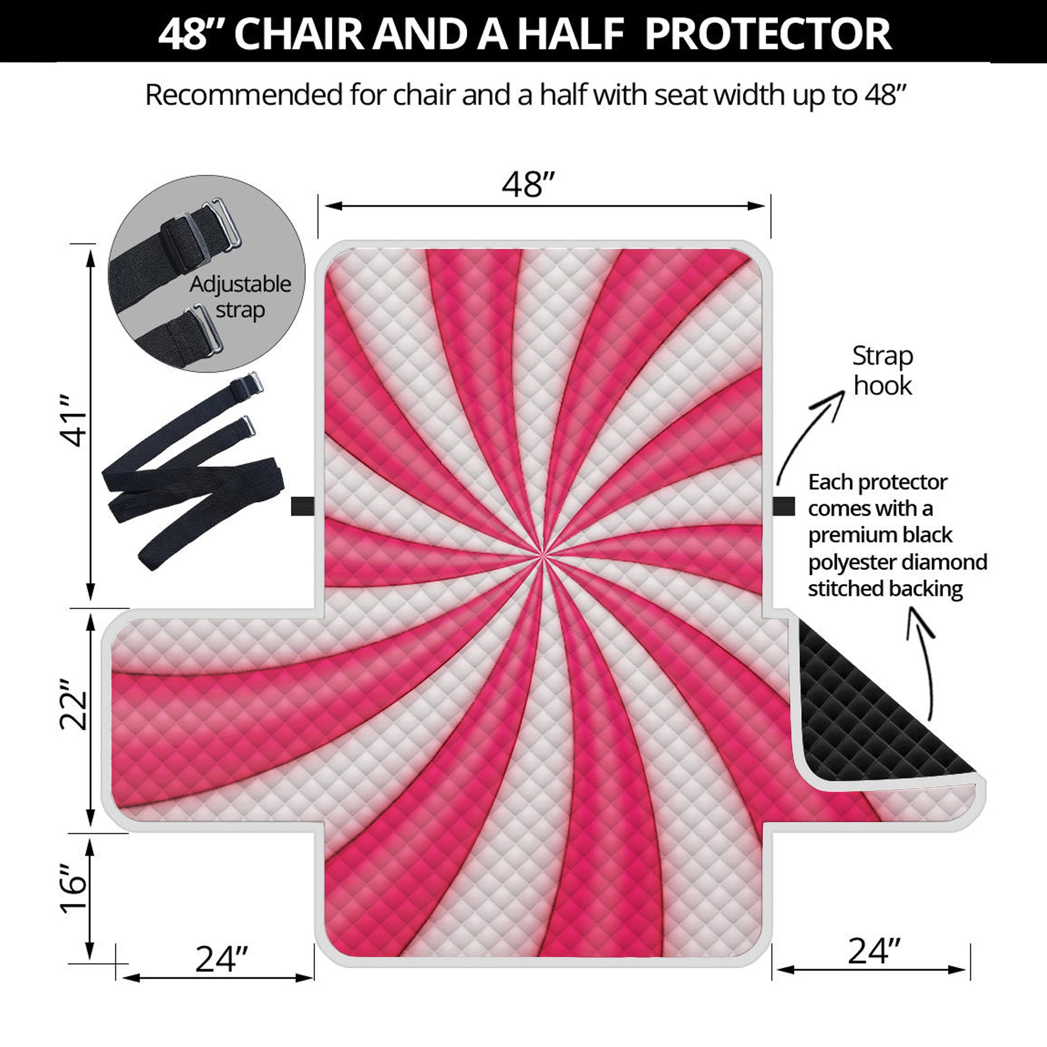 Pink Swirl Candy Print Half Sofa Protector