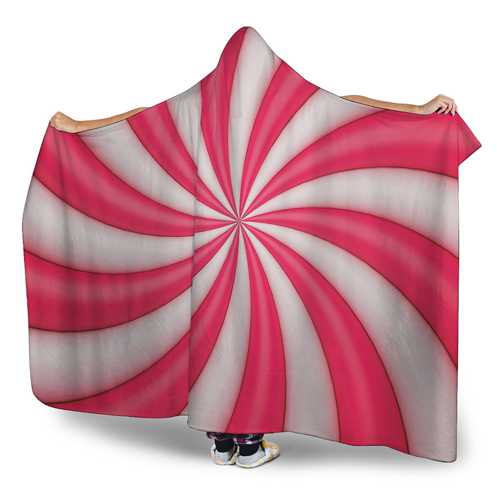 Pink Swirl Candy Print Hooded Blanket