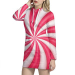 Pink Swirl Candy Print Hoodie Dress