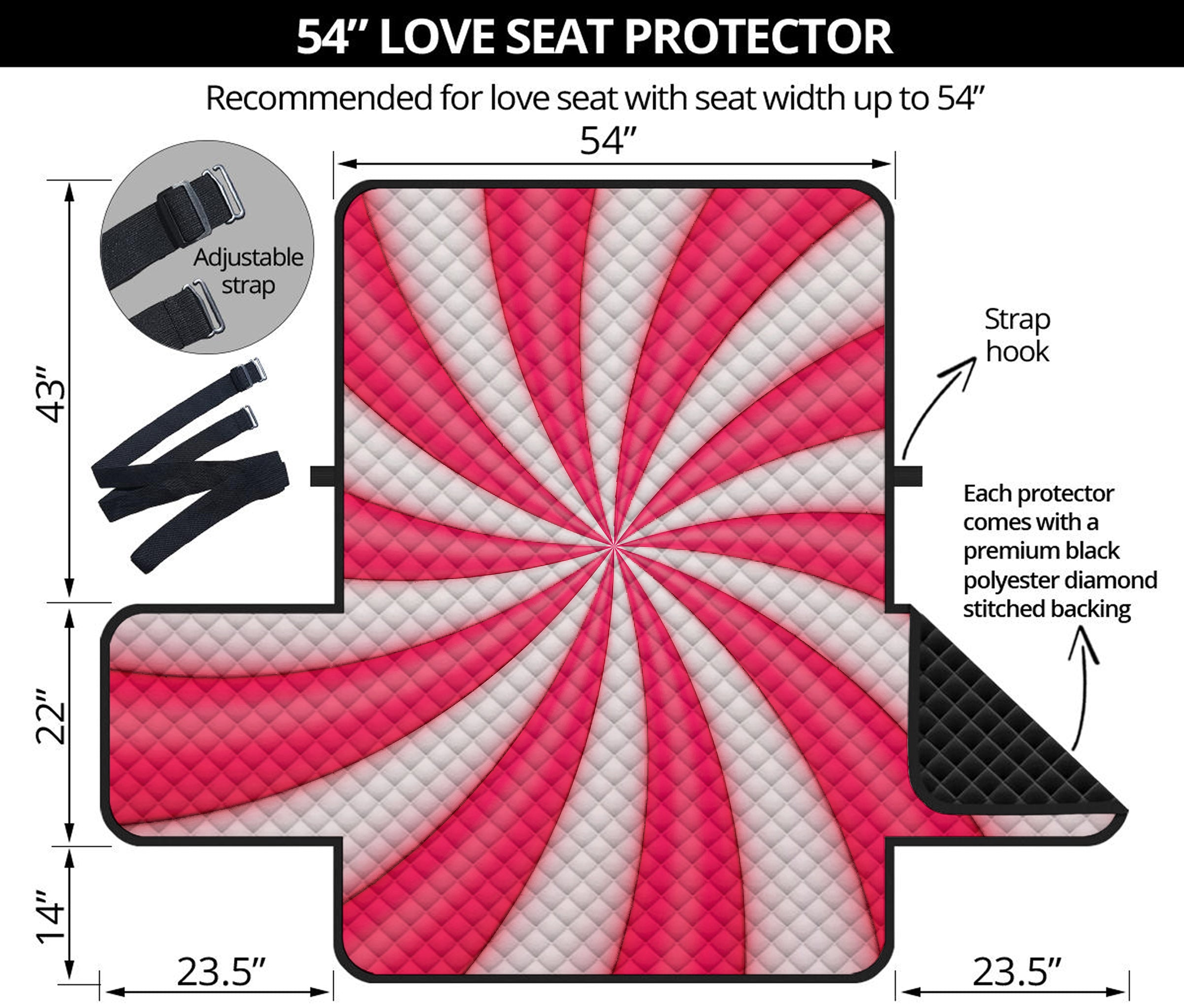 Pink Swirl Candy Print Loveseat Protector