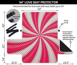 Pink Swirl Candy Print Loveseat Protector