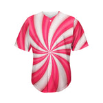 Pink Swirl Candy Print Men's Baseball Jersey