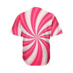 Pink Swirl Candy Print Men's Baseball Jersey