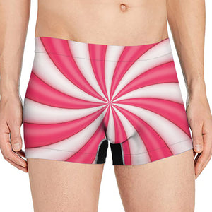 Pink Swirl Candy Print Men's Boxer Briefs