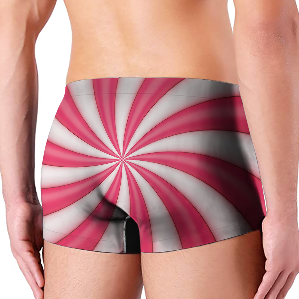 Pink Swirl Candy Print Men's Boxer Briefs