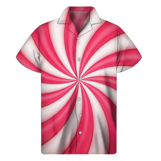 Pink Swirl Candy Print Men's Short Sleeve Shirt