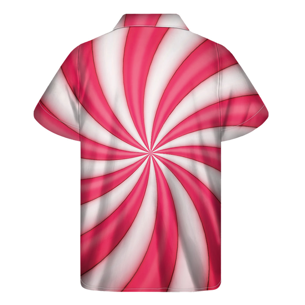 Pink Swirl Candy Print Men's Short Sleeve Shirt