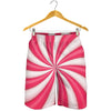 Pink Swirl Candy Print Men's Shorts