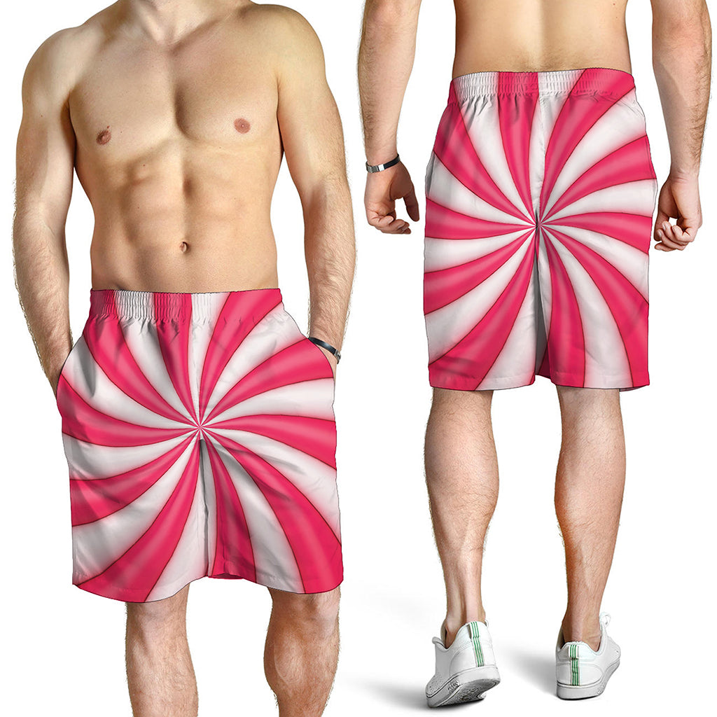 Pink Swirl Candy Print Men's Shorts