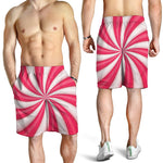 Pink Swirl Candy Print Men's Shorts