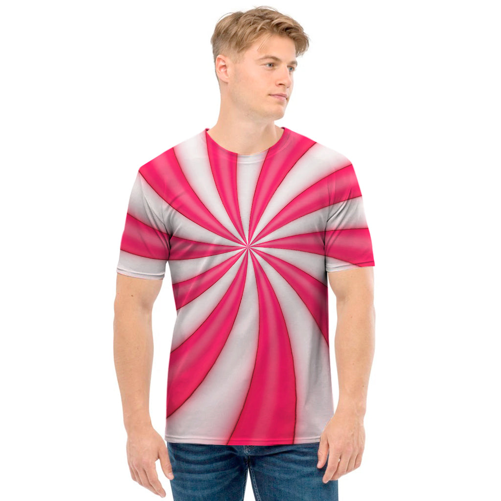 Pink Swirl Candy Print Men's T-Shirt