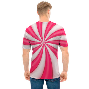 Pink Swirl Candy Print Men's T-Shirt