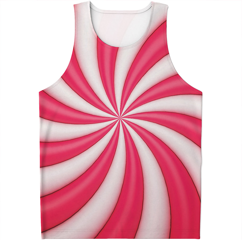 Pink Swirl Candy Print Men's Tank Top