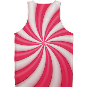 Pink Swirl Candy Print Men's Tank Top