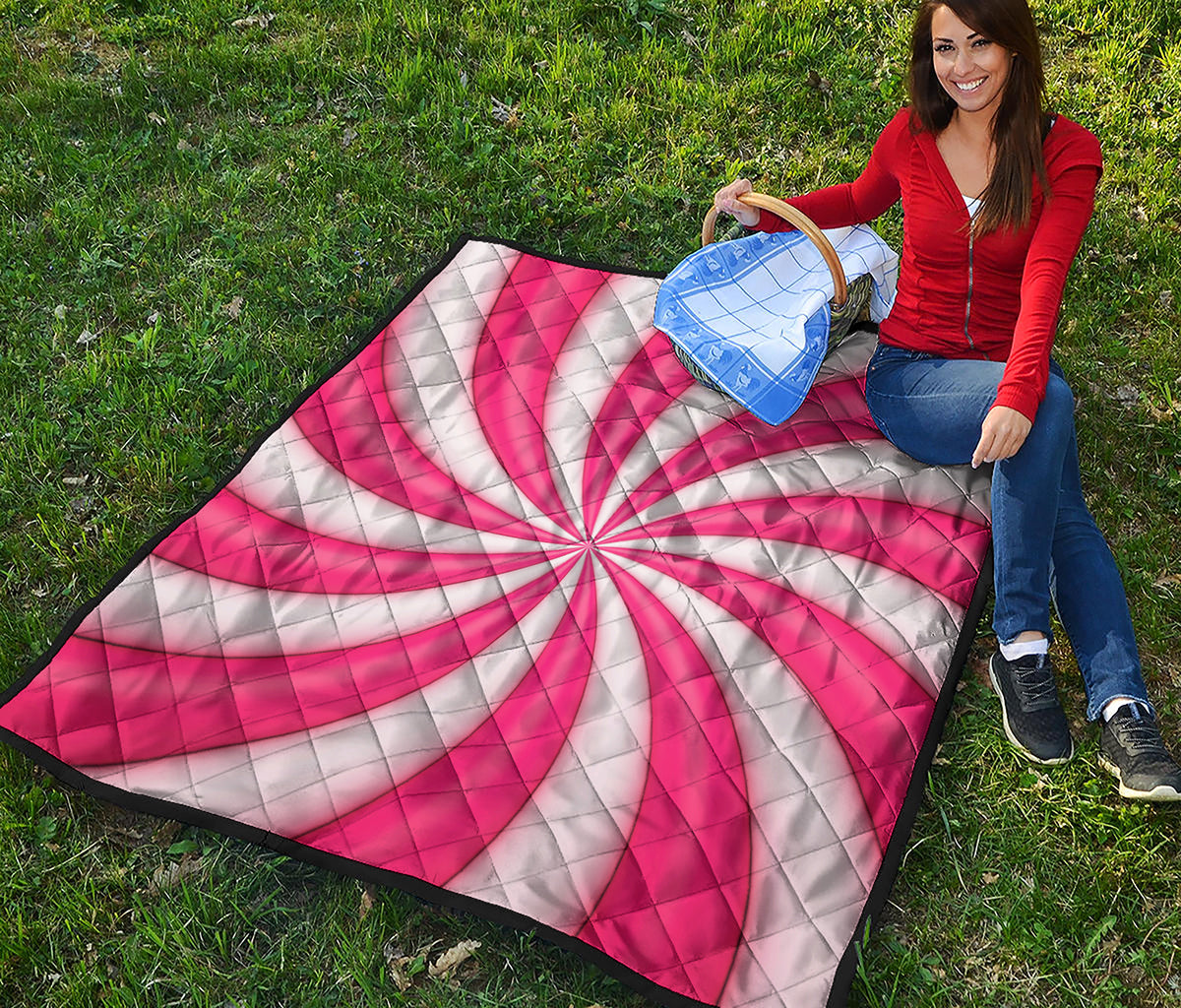 Pink Swirl Candy Print Quilt