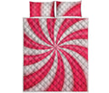 Pink Swirl Candy Print Quilt Bed Set