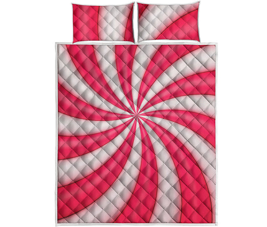 Pink Swirl Candy Print Quilt Bed Set