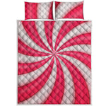 Pink Swirl Candy Print Quilt Bed Set
