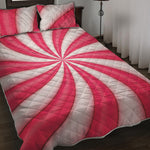 Pink Swirl Candy Print Quilt Bed Set