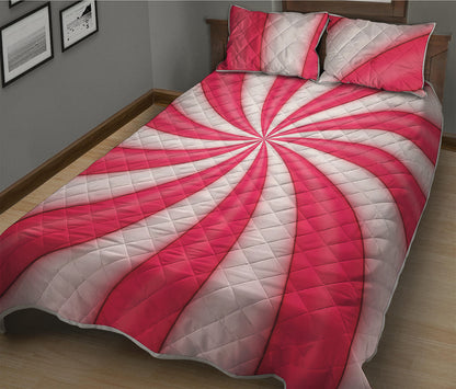 Pink Swirl Candy Print Quilt Bed Set