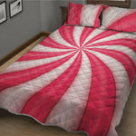 Pink Swirl Candy Print Quilt Bed Set